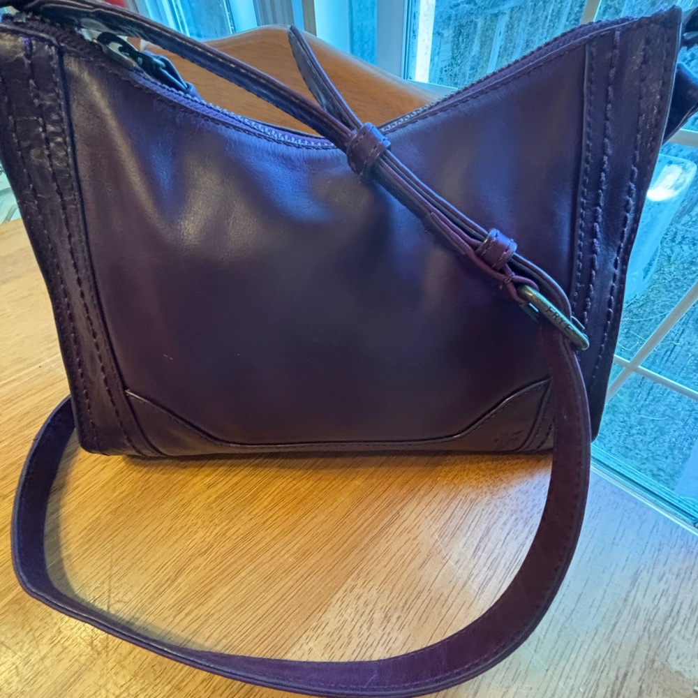 Frye Melissa Top Zip Antique Italian Leather Crossbody Messenger Bag Burgundy